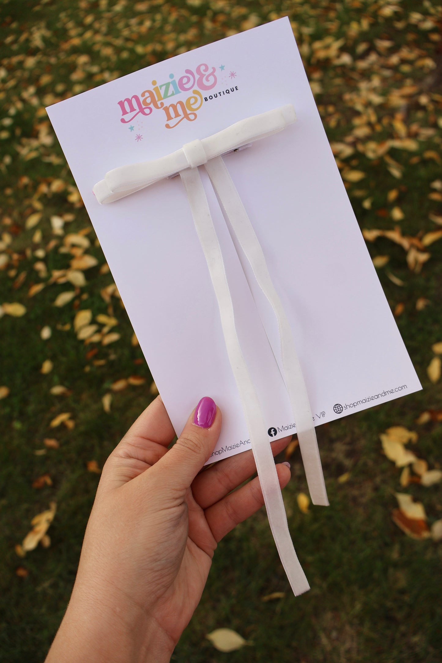 White Velvet Double Layer Annie Bow (Alligator Clip Only)