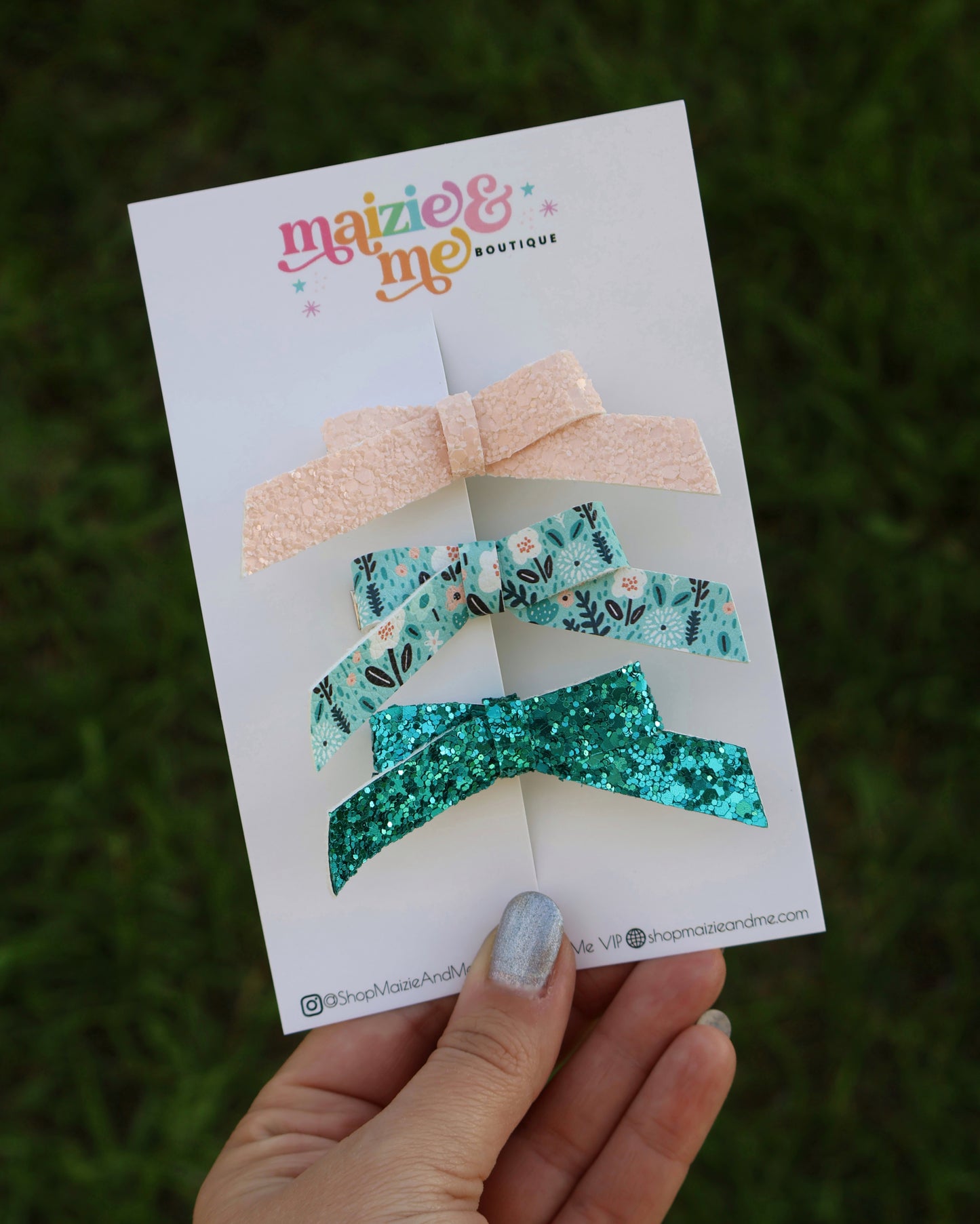 Boho Floral Skinny Bow Set