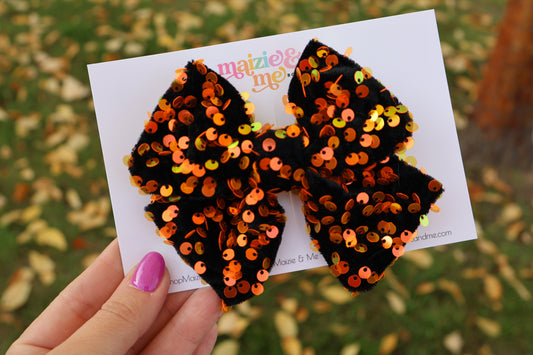 All Hallows Eve Sequin Avery Bow (Alligator Clip Only)
