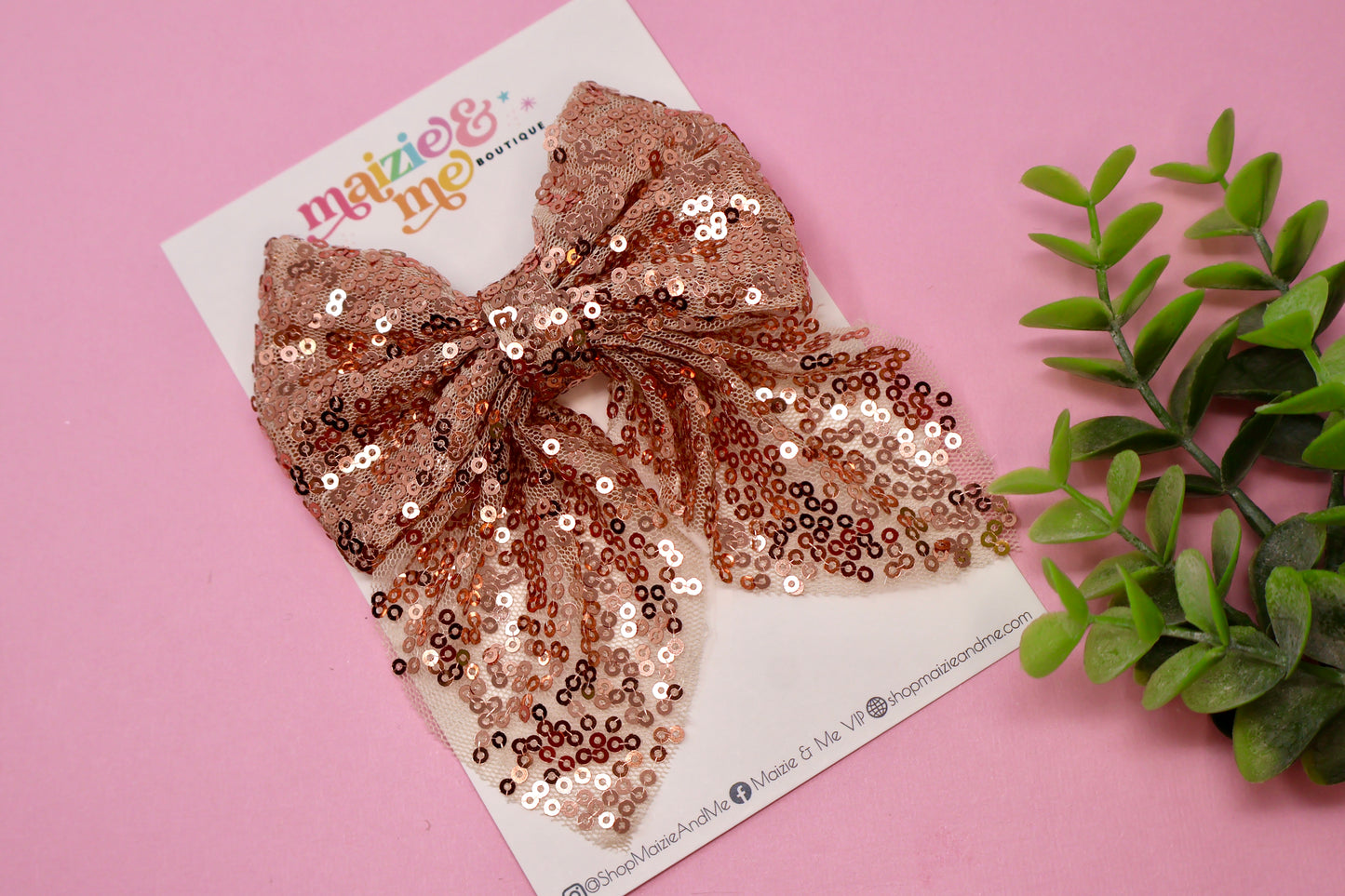 Rose Gold Sequin Sailor Bow