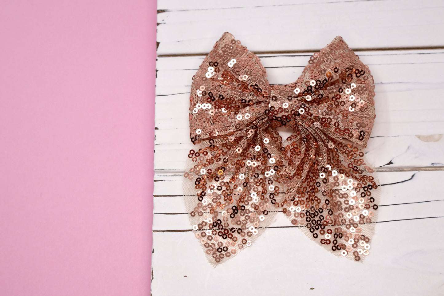 Rose Gold Sequin Sailor Bow