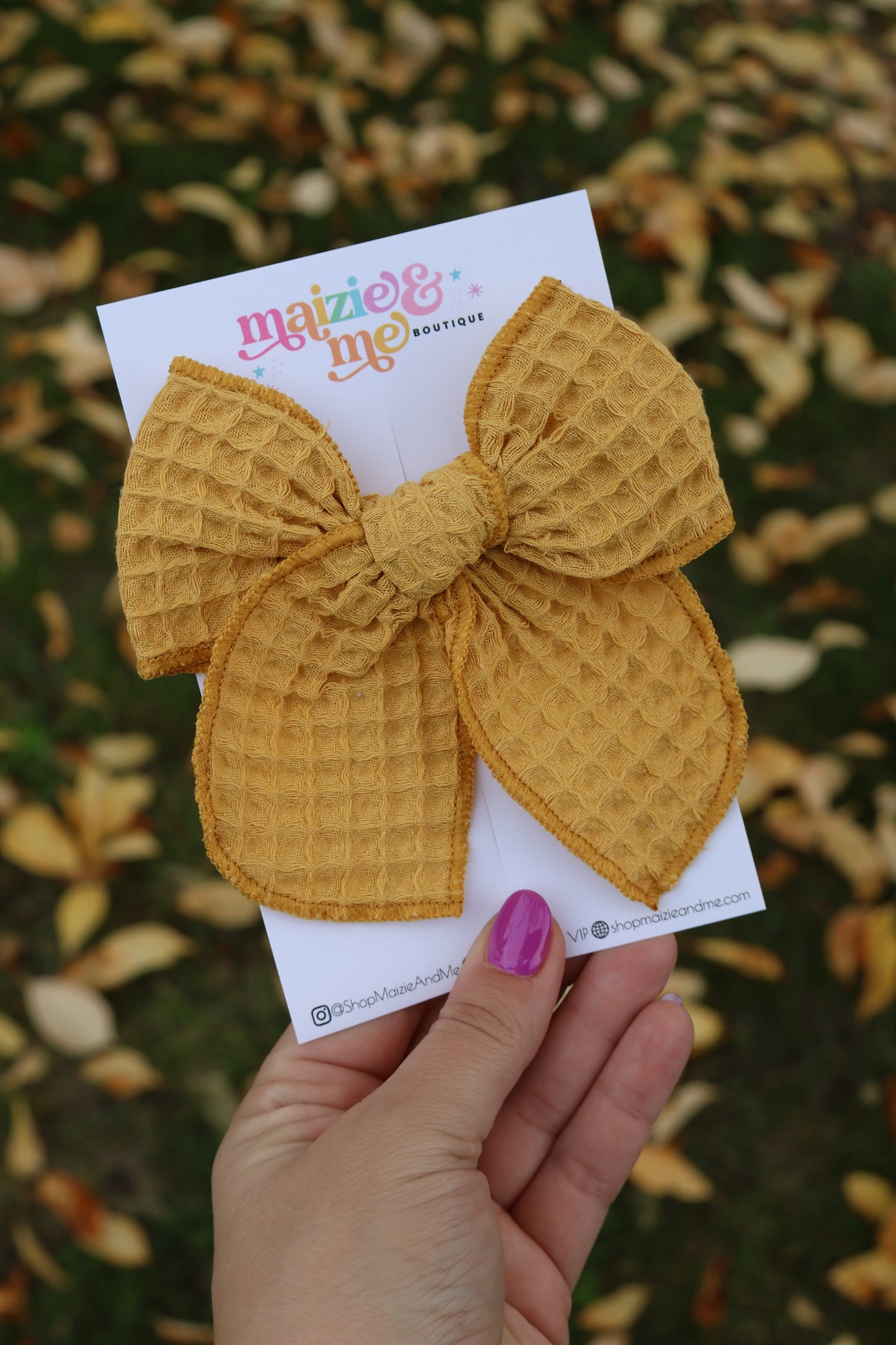 Mustard Waffle Large Remi Bow