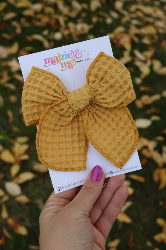 Mustard Waffle Large Remi Bow
