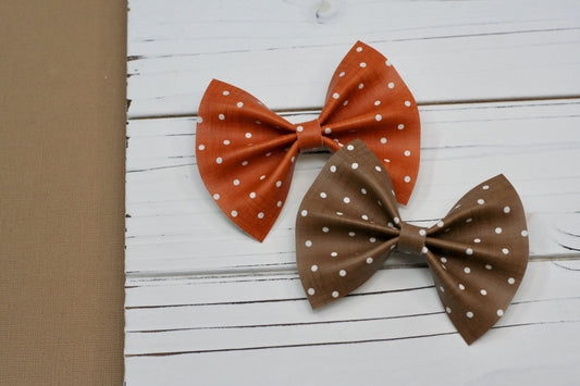 Linen Dots Baby Kate Bow