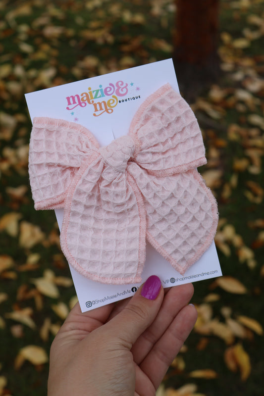 Baby Pink Waffle Large Remi Bow