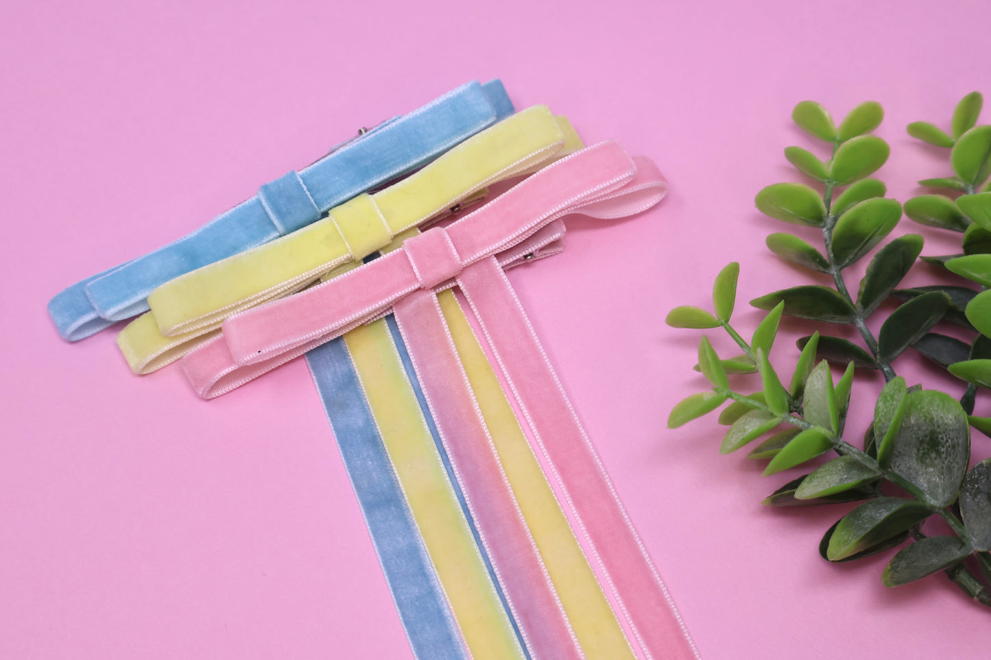 Pastel Velvet Double Layer Annie Bow (Alligator Clip Only)