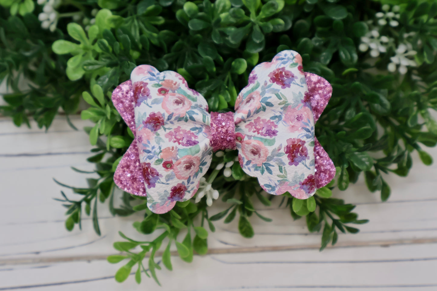 Watercolor Fuchsia Floral Bailey Bow