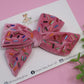 Pink Sprinkles Embellished Velvet Large Everly Bow (Alligator Clip Only)