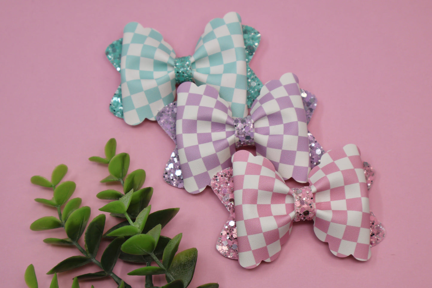 Pastel Checkerboard Bailey Bow