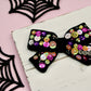 Black Boo Sequined Velvet Posie Bow (Alligator Clip Only)(Glow in the Dark “BOO”)