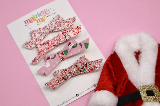 Pink Christmas Skinny Bow Set