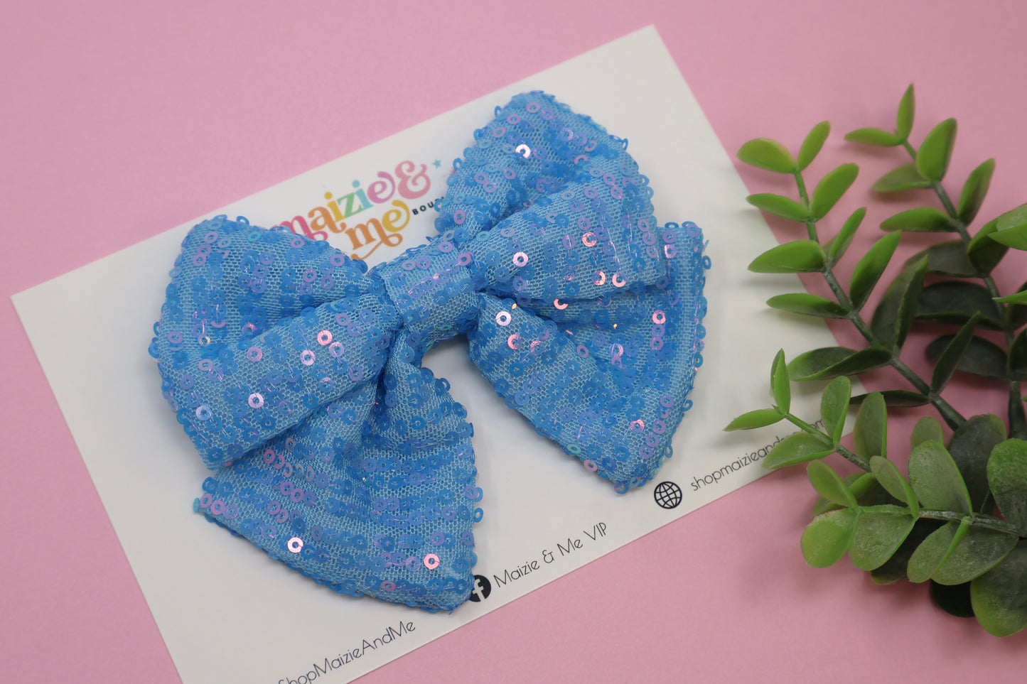 Brilliant Blue Sequin Avery Bow