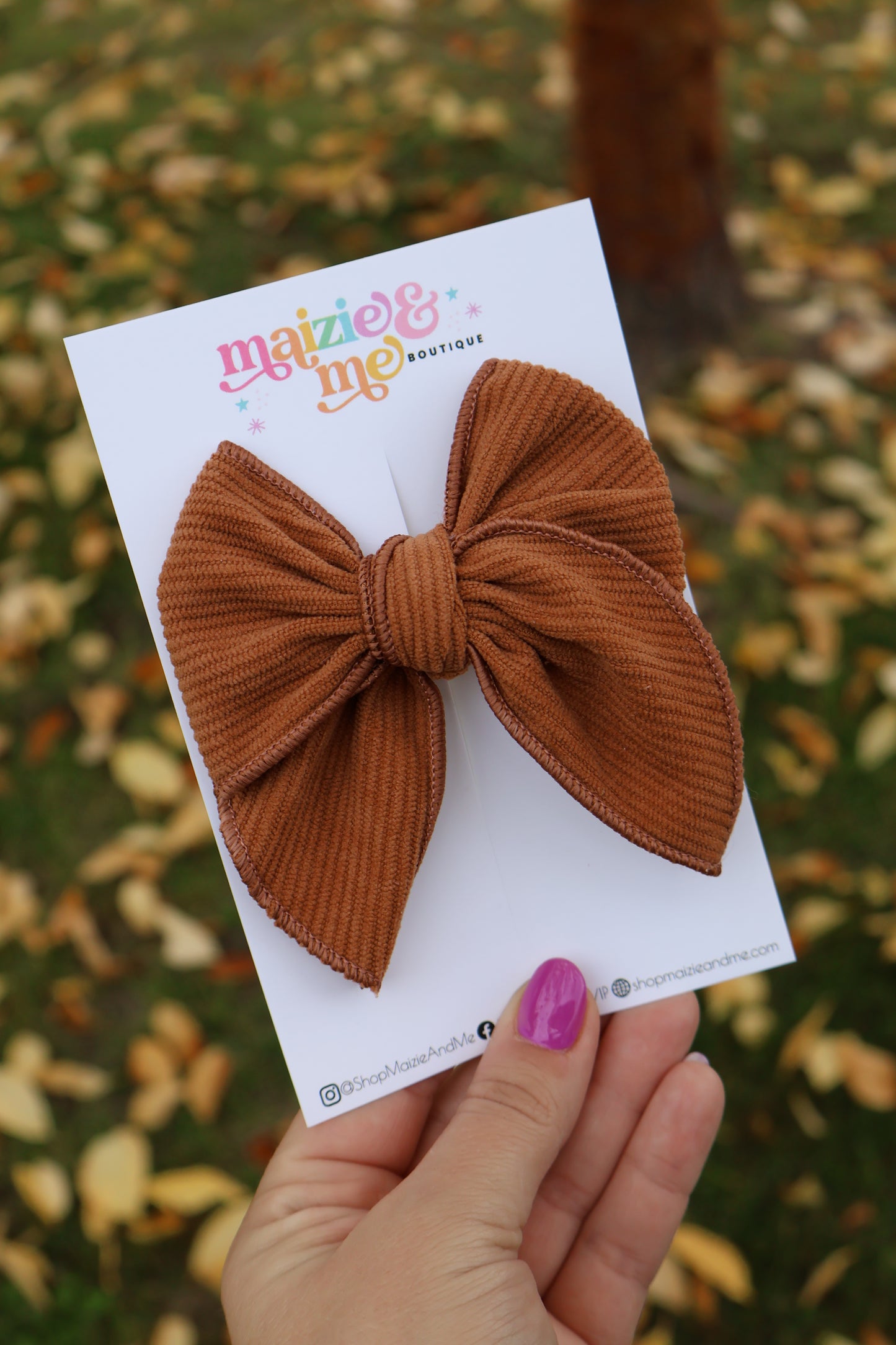 Gingerbread Ribbed Plush Medium Remi Bow