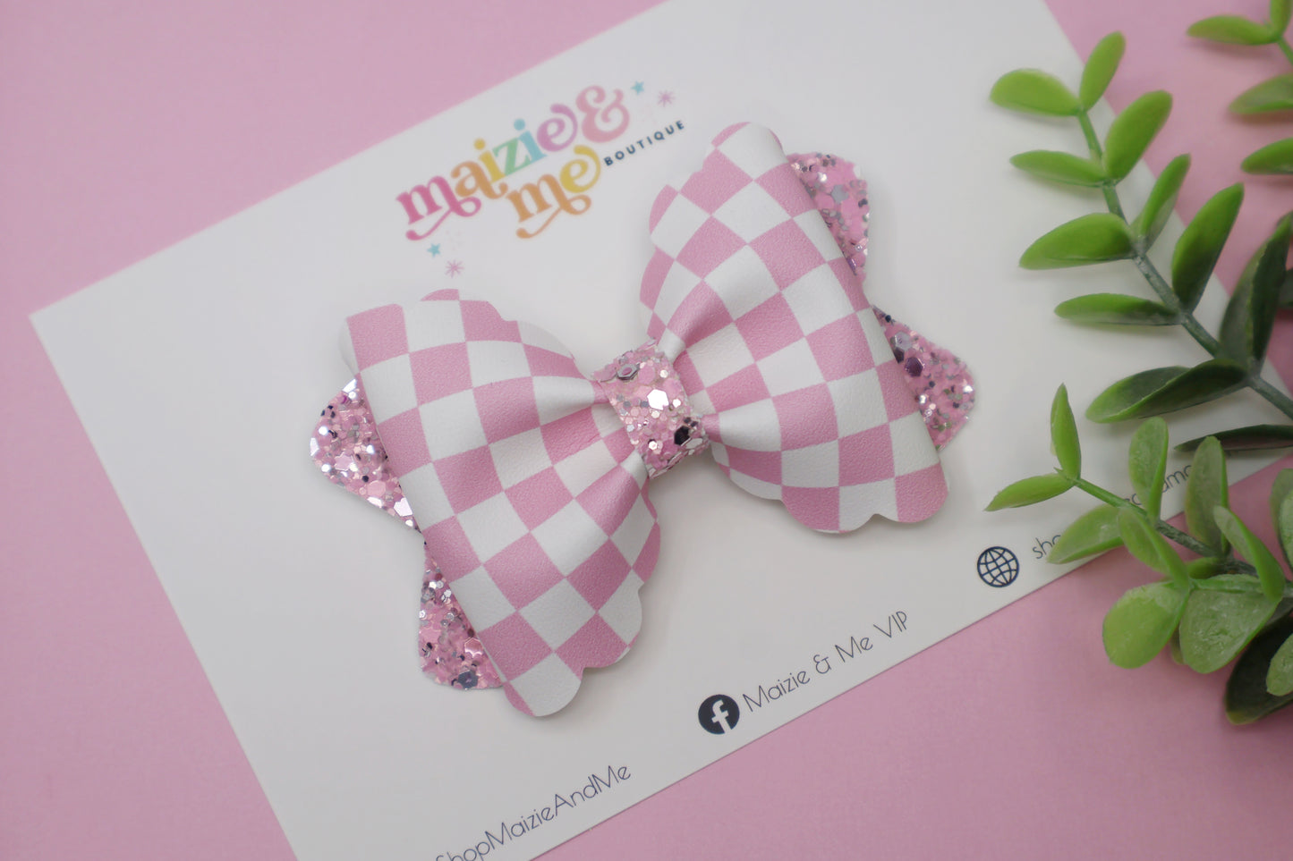 Pastel Checkerboard Bailey Bow