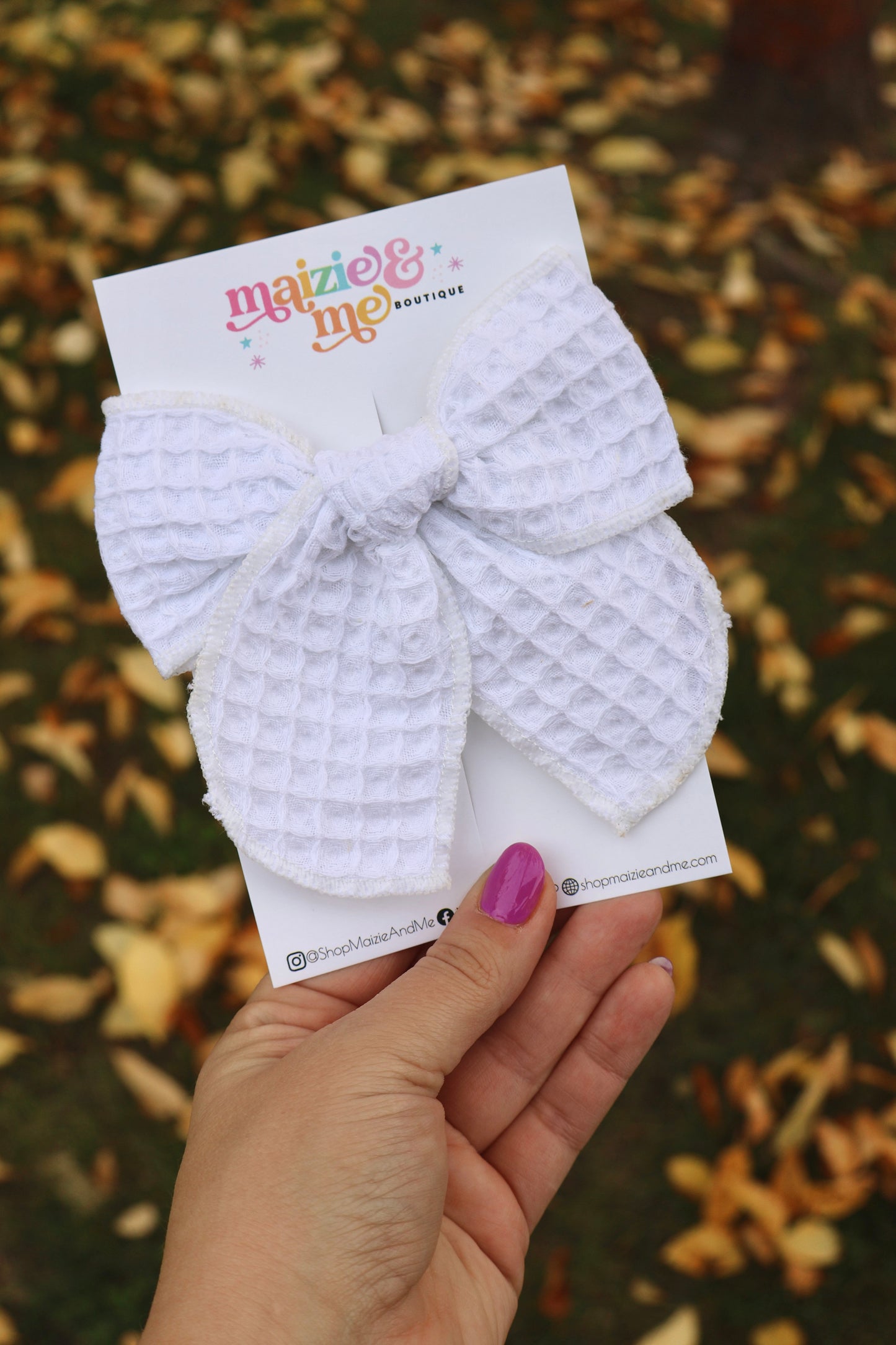 White Waffle Large Remi Bow