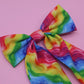 Bright Rainbow Wavy Stripe Medium Coquette Bow (Alligator Clip Only)