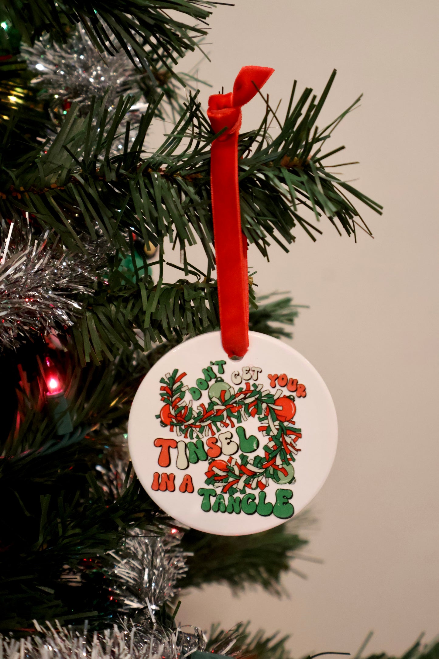 Don’t Get Your Tinsel in a Tangle Ceramic Ornament
