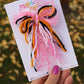 Pink Halloween Tied Bow (Alligator Clip Only)