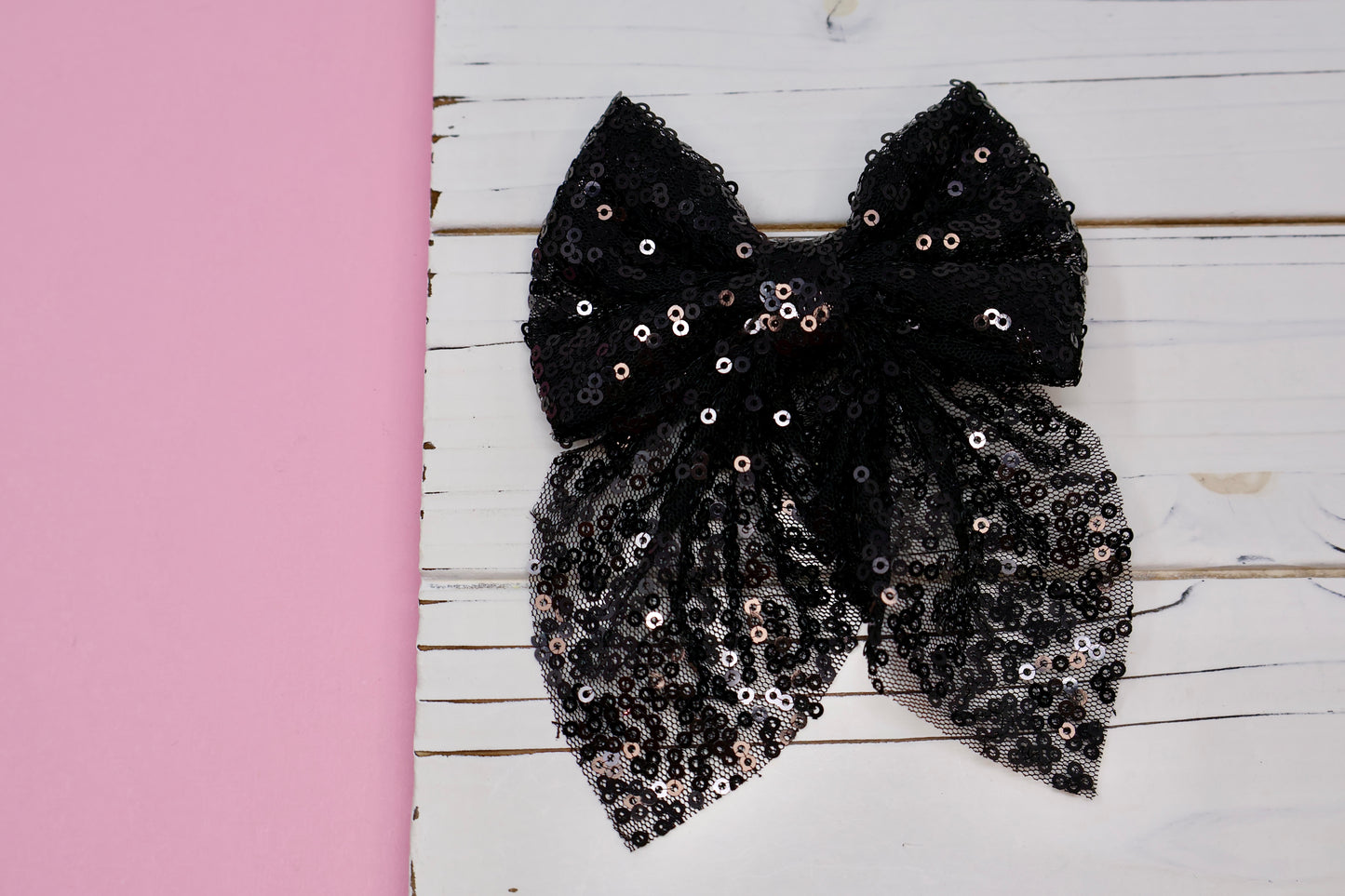 Black Sequin Sailor Bow
