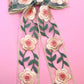 Embroidered Floral Double Layer Coquette Bow (Alligator Clip Only)