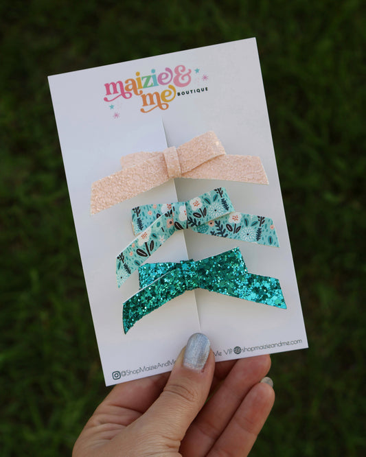 Boho Floral Skinny Bow Set