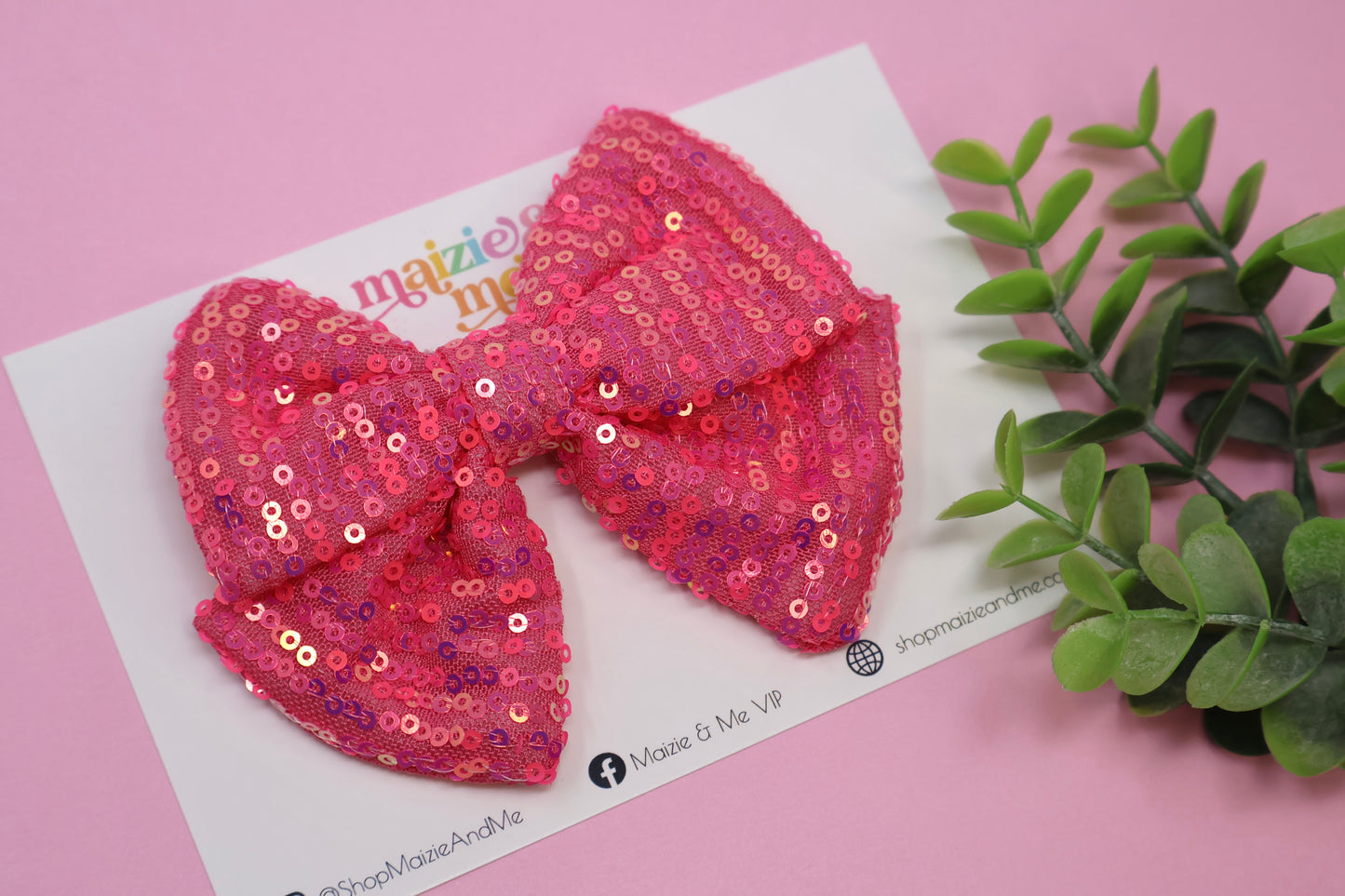 Hot Pink Sequin Avery Bow