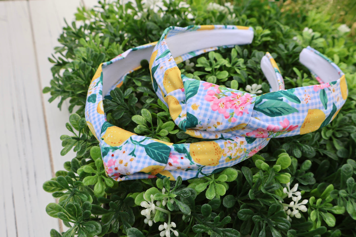 Positano Plaid Top Knot Headband