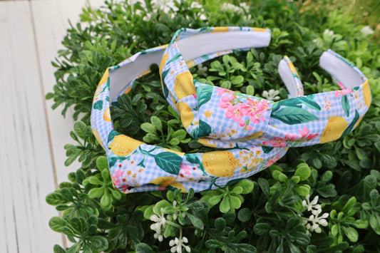 Positano Plaid Top Knot Headband