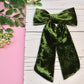 Deep Moss Crushed Velvet Medium Coquette Bow (Alligator Clip Only)