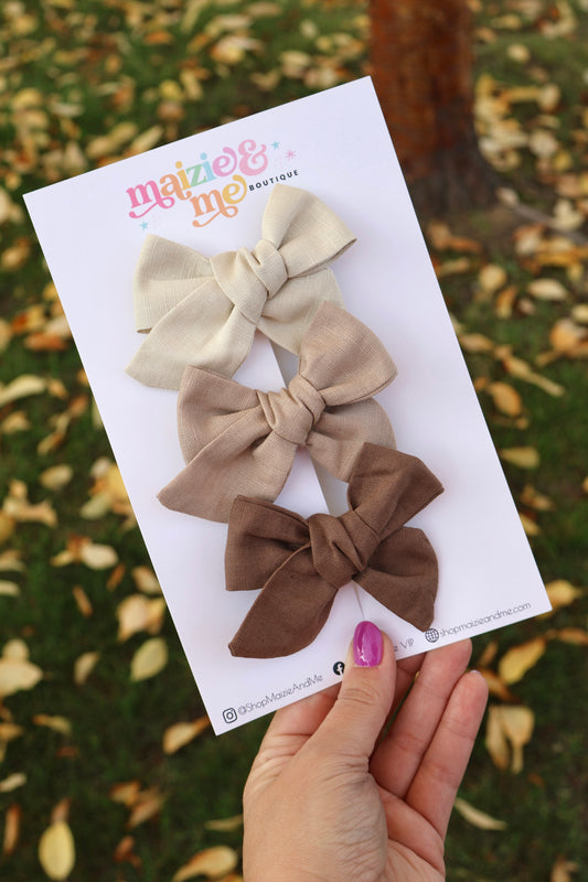 Neutral Linen Everly Bow Set
