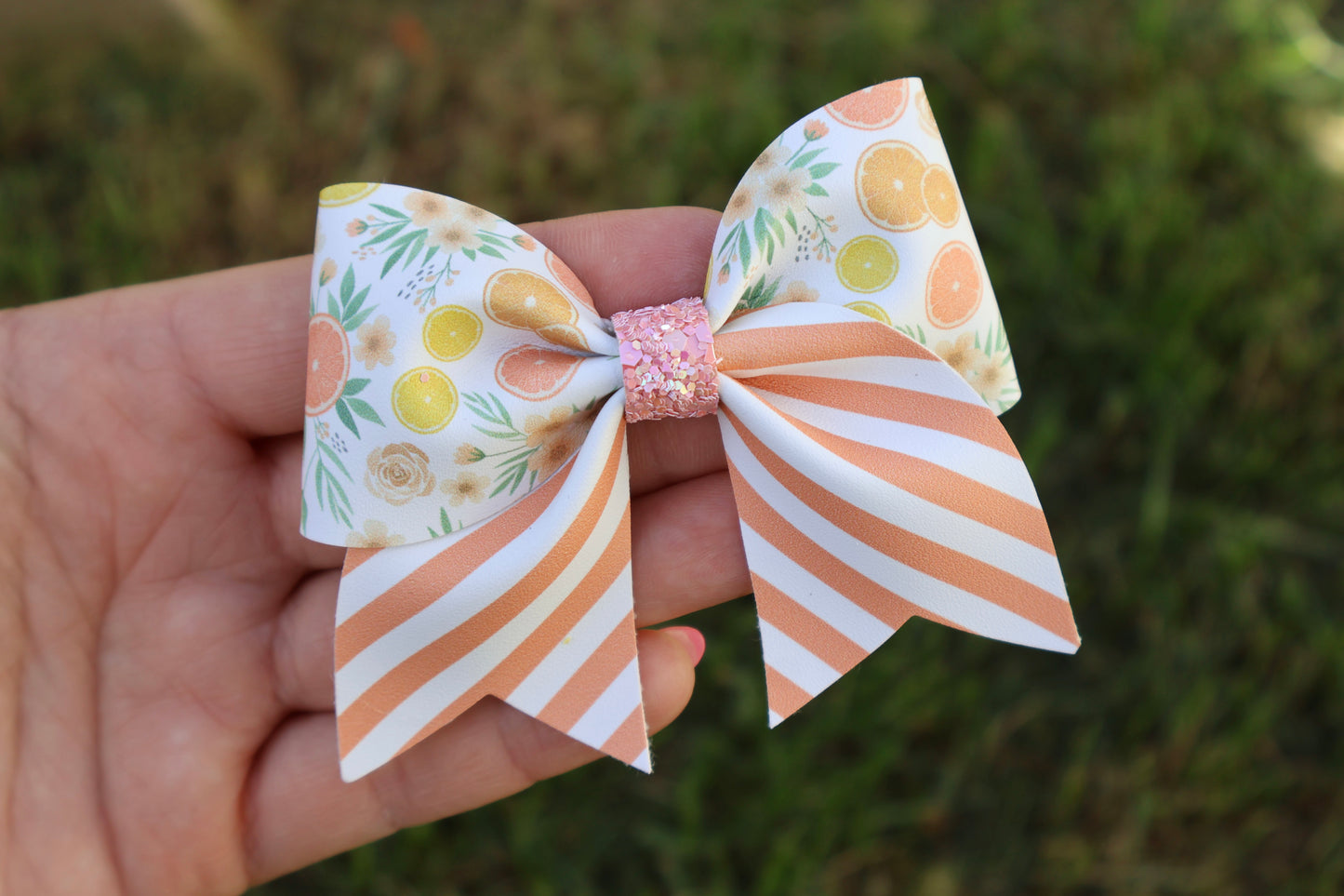 Citrus Floral Stripes Callie Bow