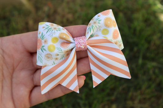 Citrus Floral Stripes Callie Bow