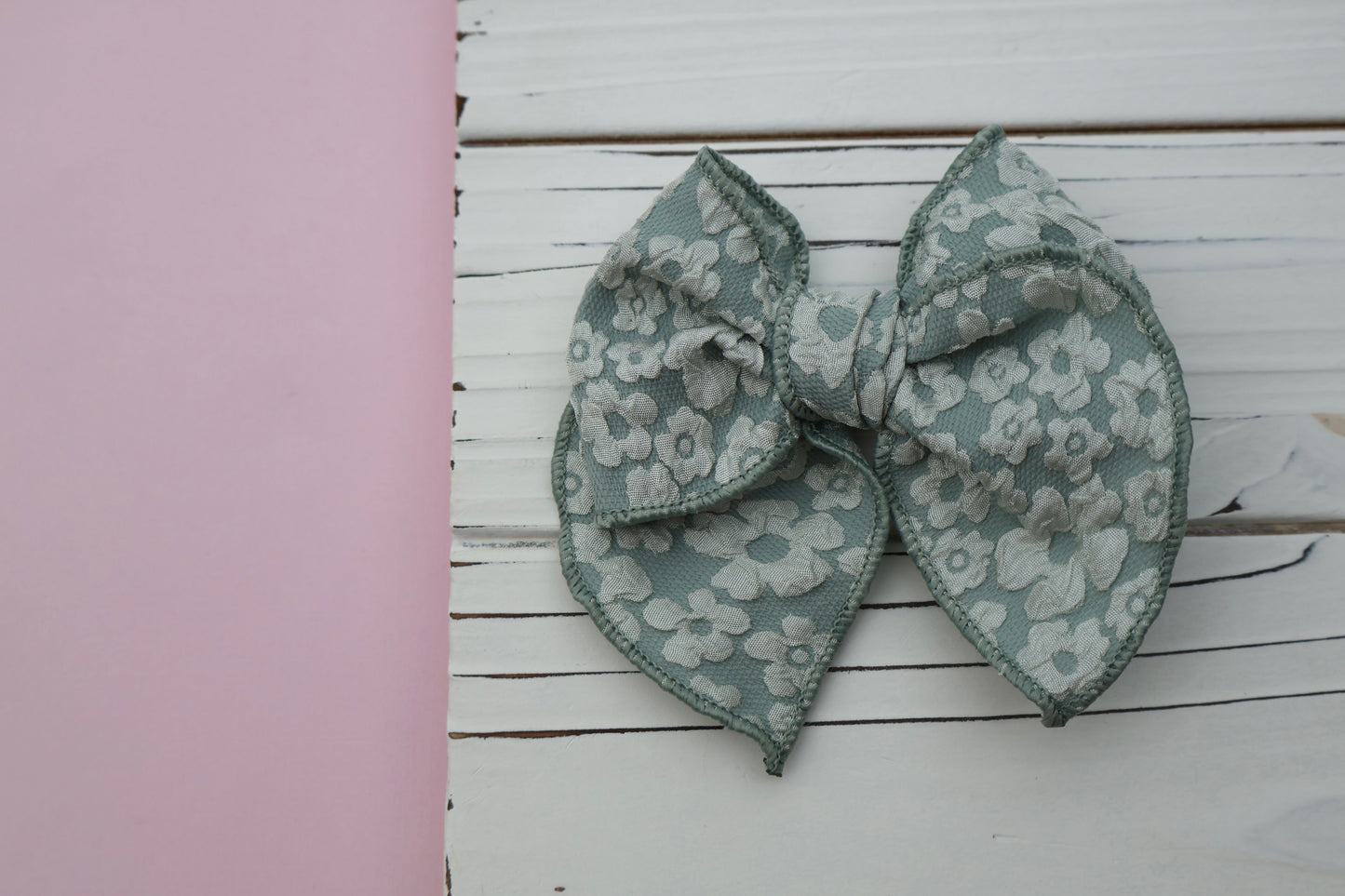 Embossed Floral Medium Remi Bows (Alligator Clip Only)