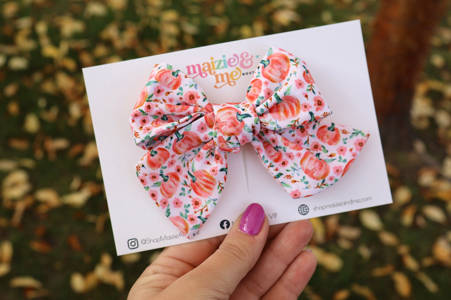 Pretty Pink Pumpkin Floral XL Everly Bow