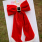 Santa Buckle Velvet Medium Coquette Bow (Alligator Clip Only)