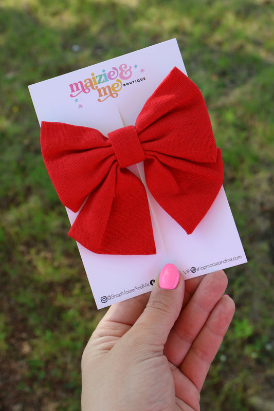 Red Knit Sailor Bow
