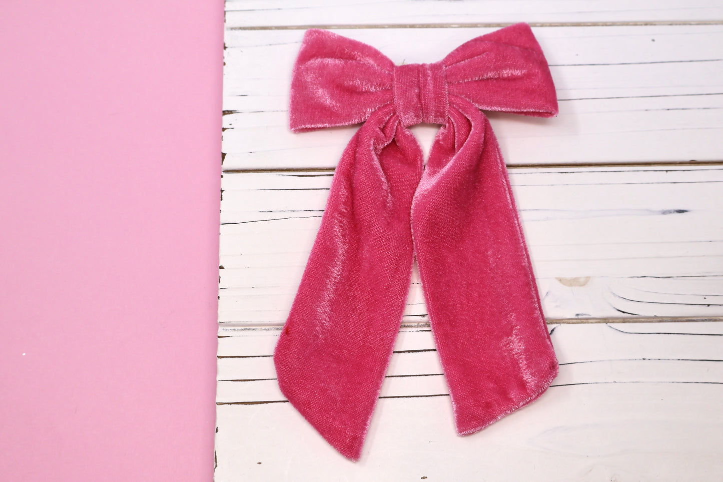 Bright Pink Velvet Medium Coquette Bow (Alligator Clip Only)