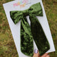 Deep Moss Crushed Velvet Medium Coquette Bow (Alligator Clip Only)