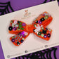 Orange Halloween Sequined Velvet Posie Bow (Alligator Clip Only)