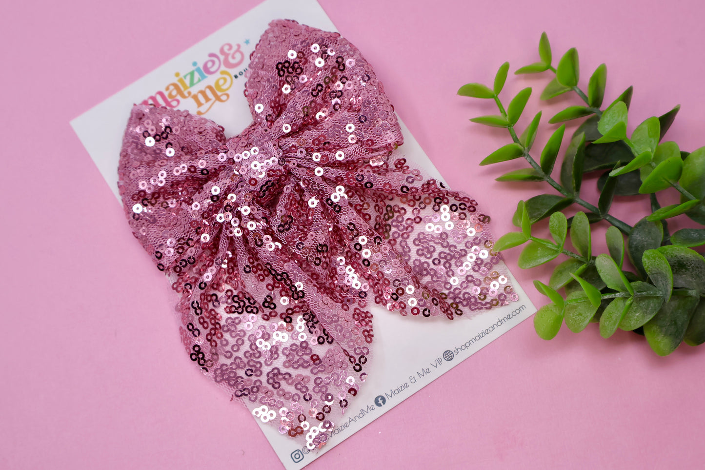 Pink Sequin Sailor Bow