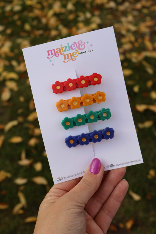 Jewel Toned Flower Acrylic Clip Set