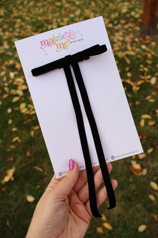 Black Velvet Double Layer Annie Bow (Alligator Clip Only)