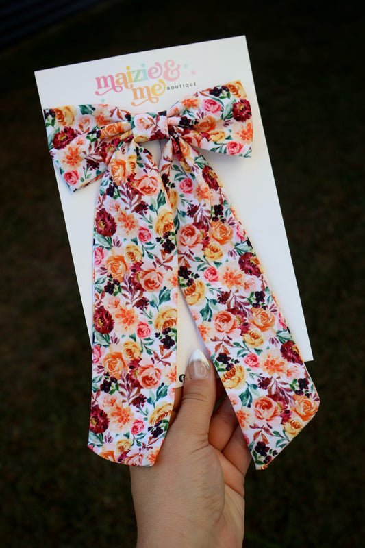 Lavish Autumn Floral Large Coquette Bow (Alligator Clip Only)