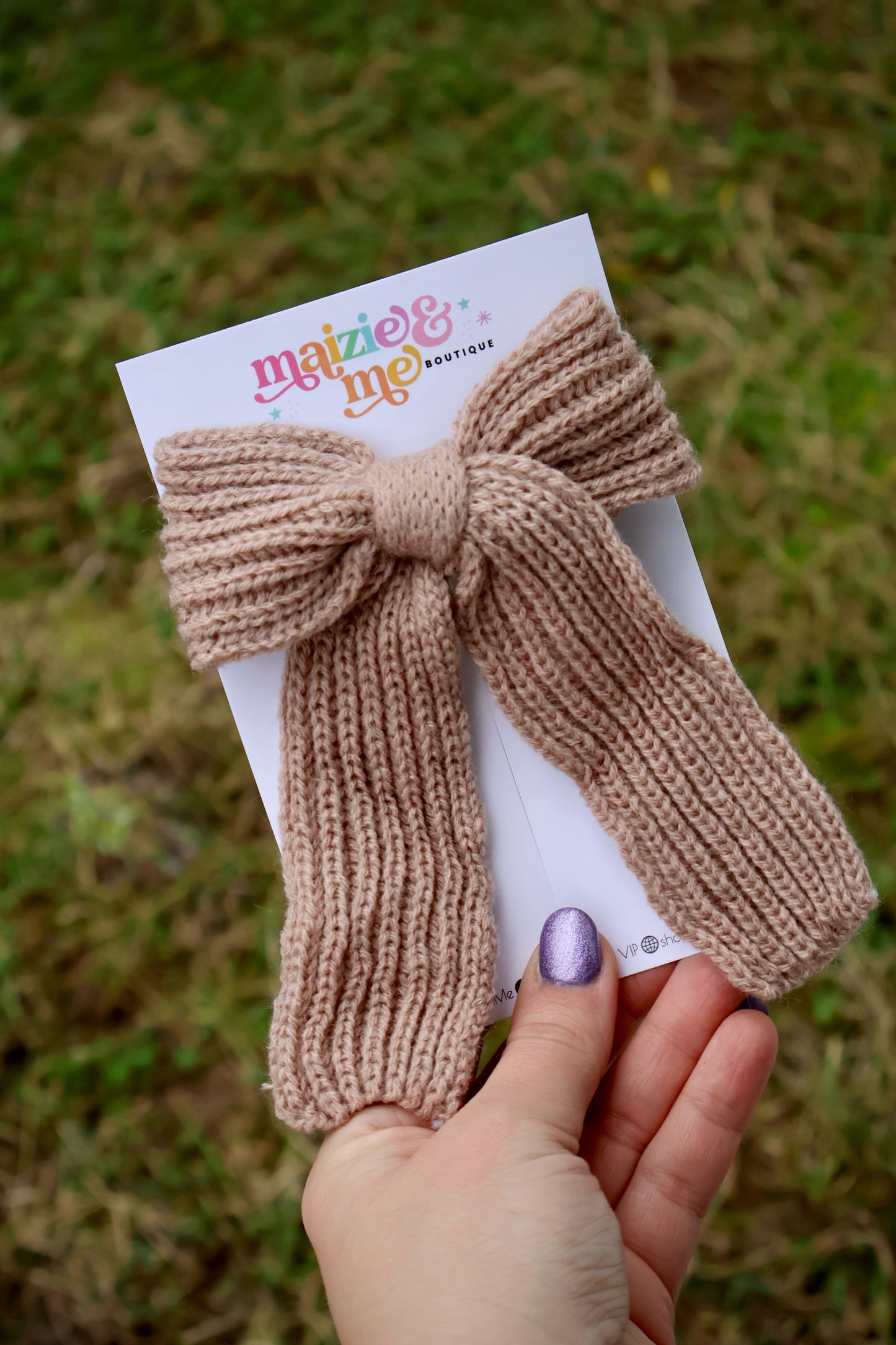 Cocoa Sweater Knit Small Coquette Bow (Alligator Clip Only)