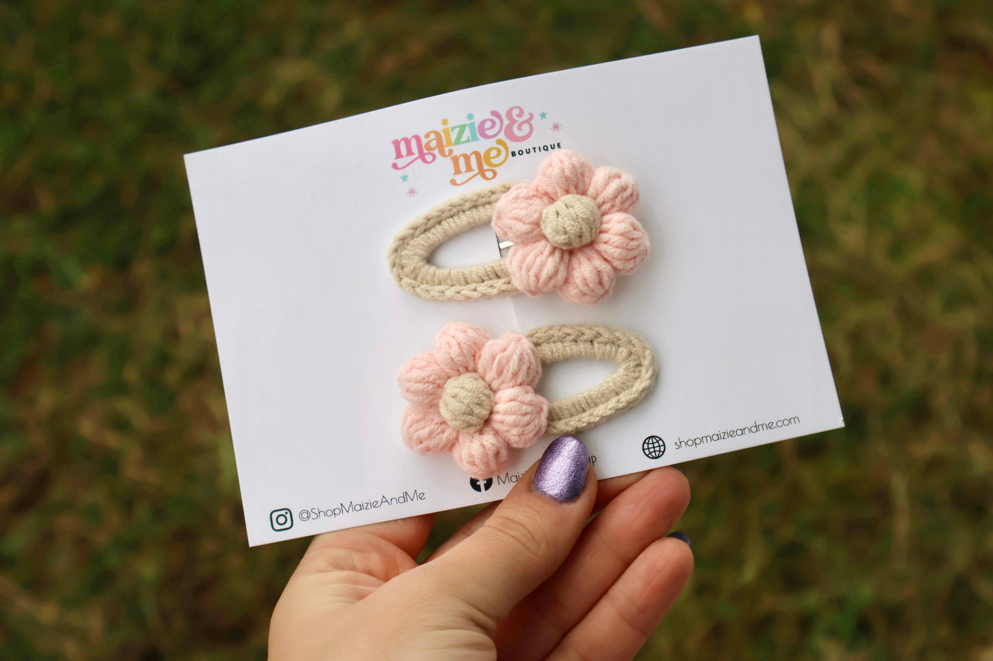 Crochet Flower Snap Clip Set