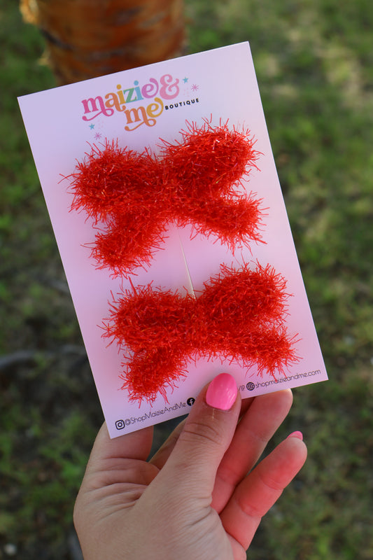 Red Tinsel Small Knit Piggy Set