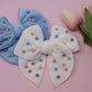 White Plush & Pearled Large Remi Bow (Alligator Clip Only)