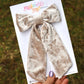 Greige Crushed Velvet Medium Coquette Bow (Alligator Clip Only)