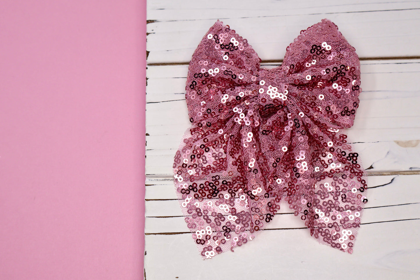 Pink Sequin Sailor Bow