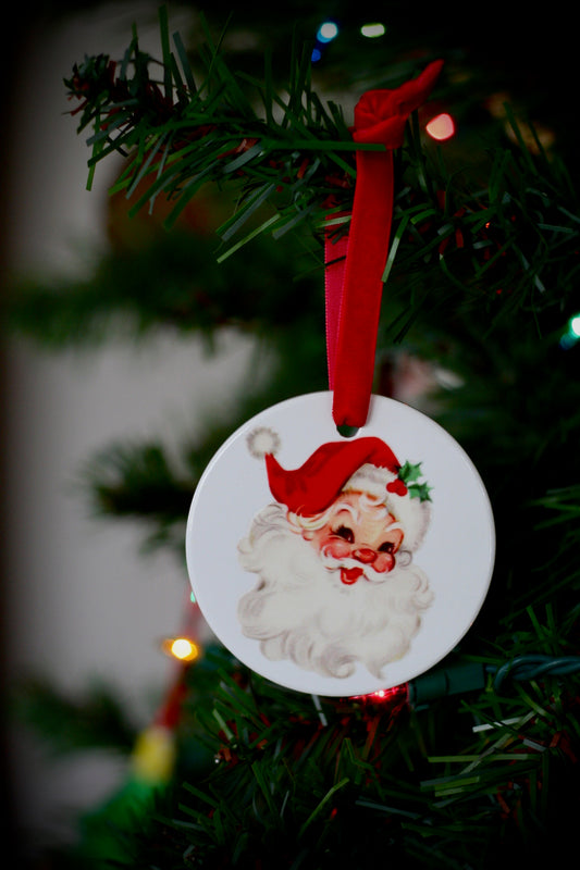 Vintage Santa Ceramic Ornament